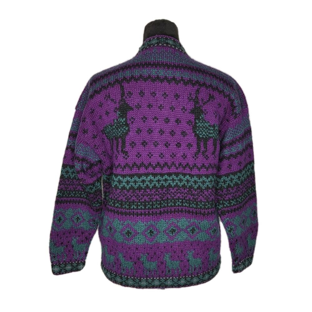 VTG Putumayo Wool Deer Cardigan Sweater Nordic Folk Art Cabin Core USA S - Picture 4 of 9